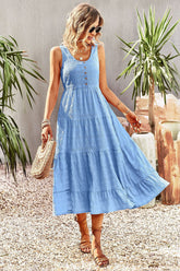 Weißes ärmelloses Maxikleid in A-Linie